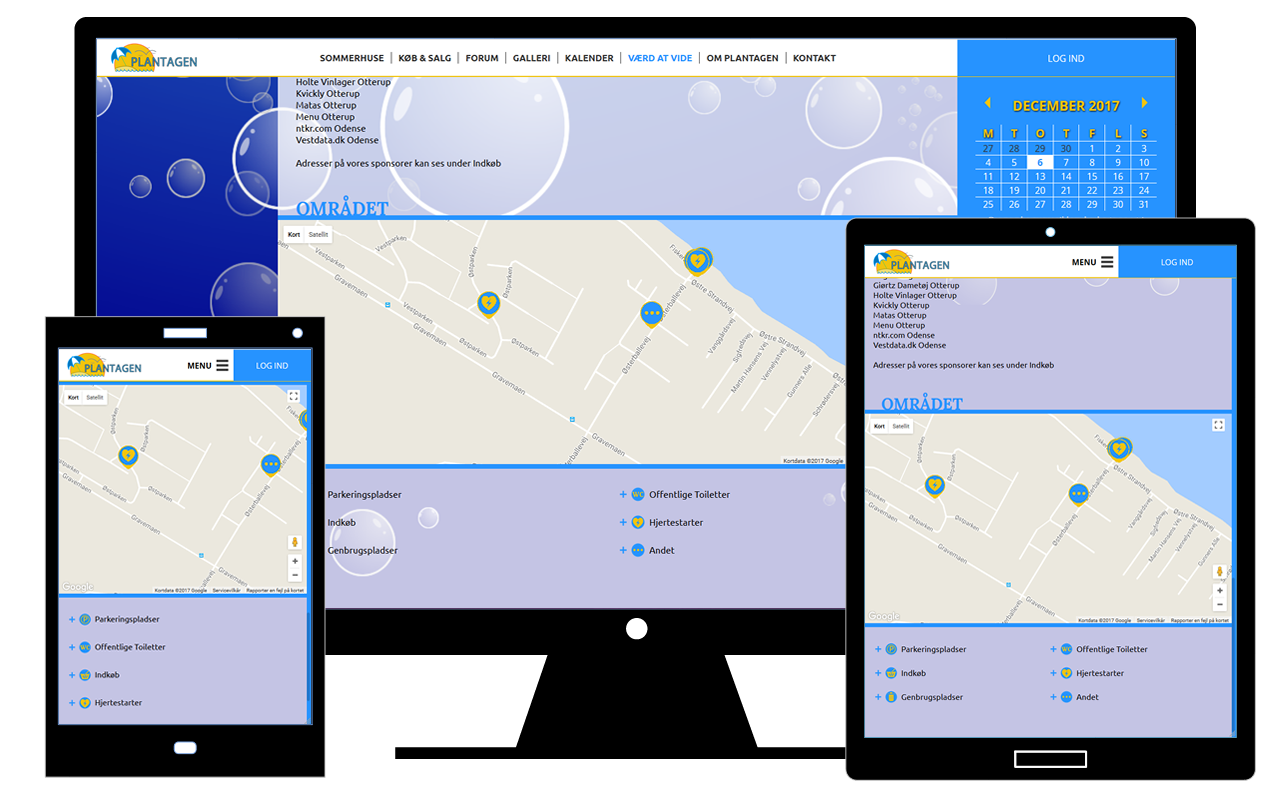 Hjemmesiden plantagen set på PC, tablet og mobil.